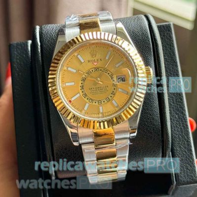 Copy Rolex Sky Dweller 2-Tone 42 Watches with Dual Time Zone